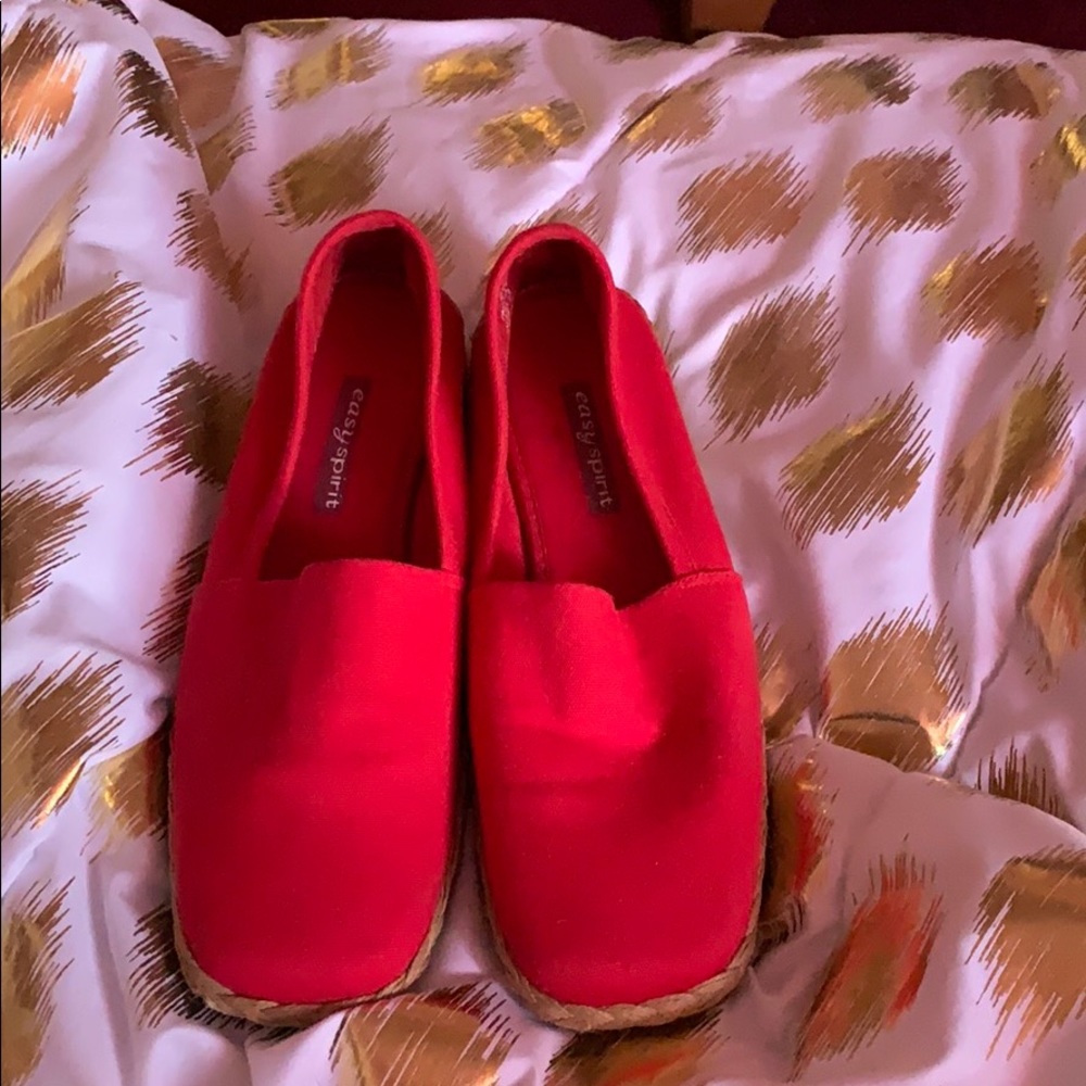 Red loafers slight heel